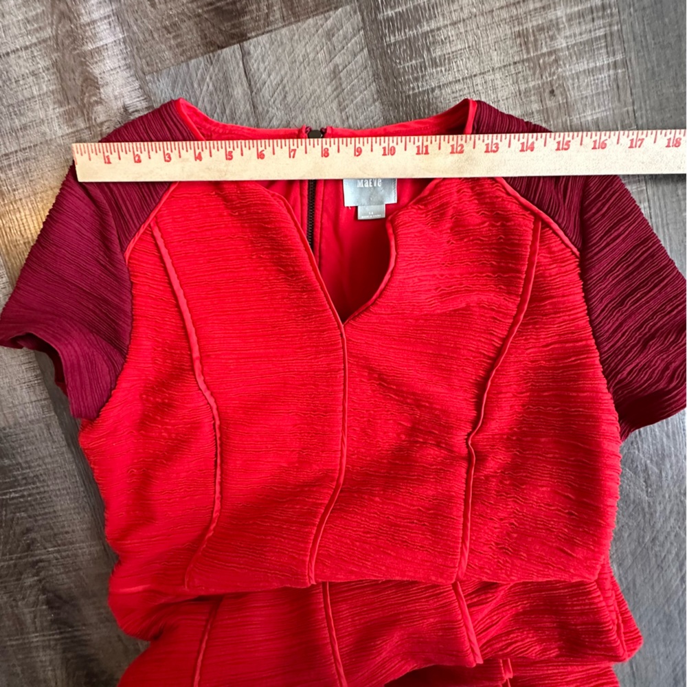 Anthropologie Maeve Dress Women’s 14 Red Eunoia Colorblock Ribbed Pencil Dress - Picture 8 of 10